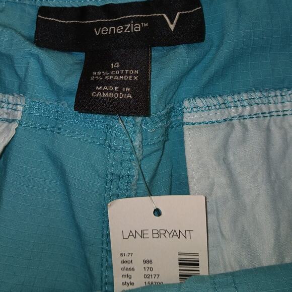 Venezia Women's Aqua Teal Cropped Cargo Pants - Size 14 - Picture 8 of 8